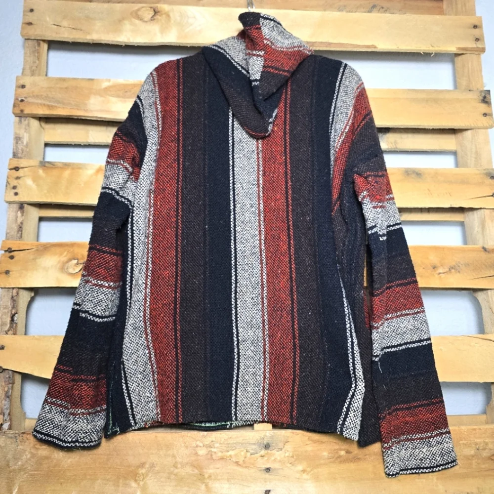 Mexican Baja Hoodie Pullover Sweater Size:XL Color:Red/Gray/Black - Picture 4 of 7